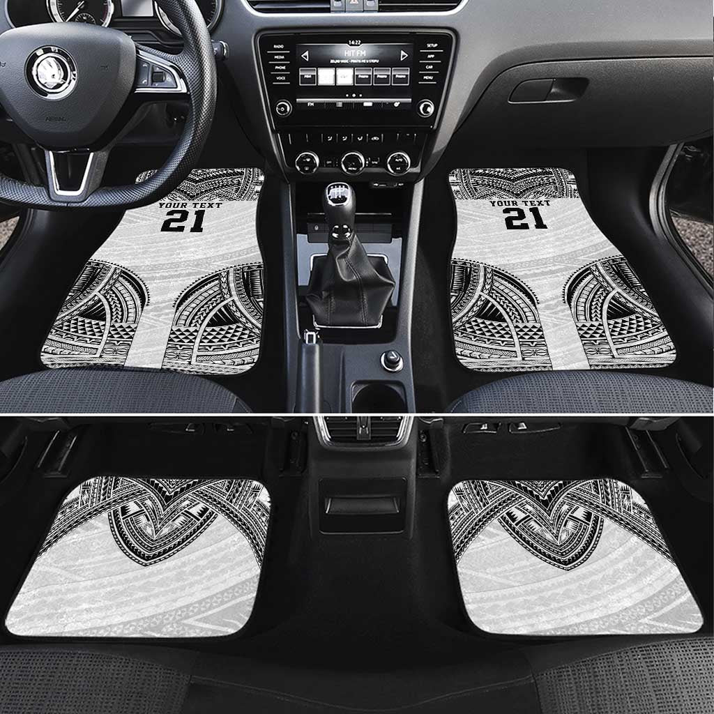 Flying Fijians Pacific Fiji Rugby Custom Car Mats Polynesian Pattern LT9 Set 4pcs White - Polynesian Pride
