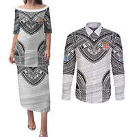 Flying Fijians Pacific Fiji Rugby Custom Couples Matching Puletasi and Long Sleeve Button Shirt Polynesian Pattern