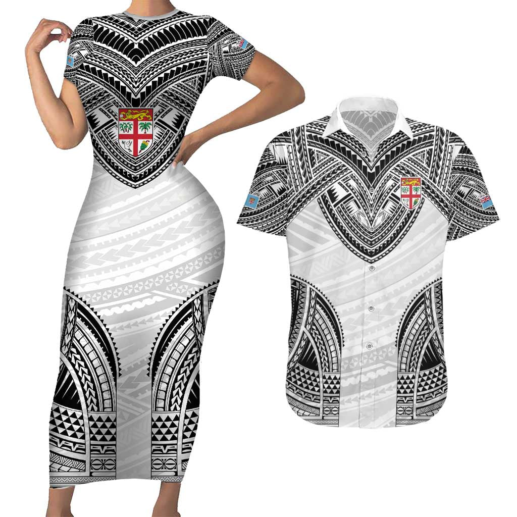 Flying Fijians Pacific Fiji Rugby Custom Couples Matching Short Sleeve Bodycon Dress and Hawaiian Shirt Polynesian Pattern