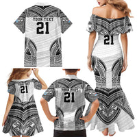 Flying Fijians Pacific Fiji Rugby Custom Family Matching Mermaid Dress and Hawaiian Shirt Polynesian Pattern
