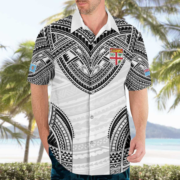 Fiji Rugby Hawaii Long Sleeve Button Shirt Flying Fijians Blue Tapa Pattern LT13 main image 1