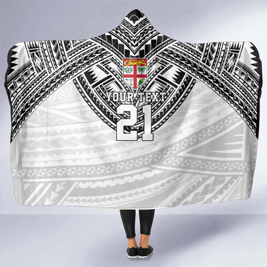 Flying Fijians Pacific Fiji Rugby Custom Hooded Blanket Polynesian Pattern