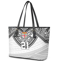 Flying Fijians Pacific Fiji Rugby Custom Leather Tote Bag Polynesian Pattern