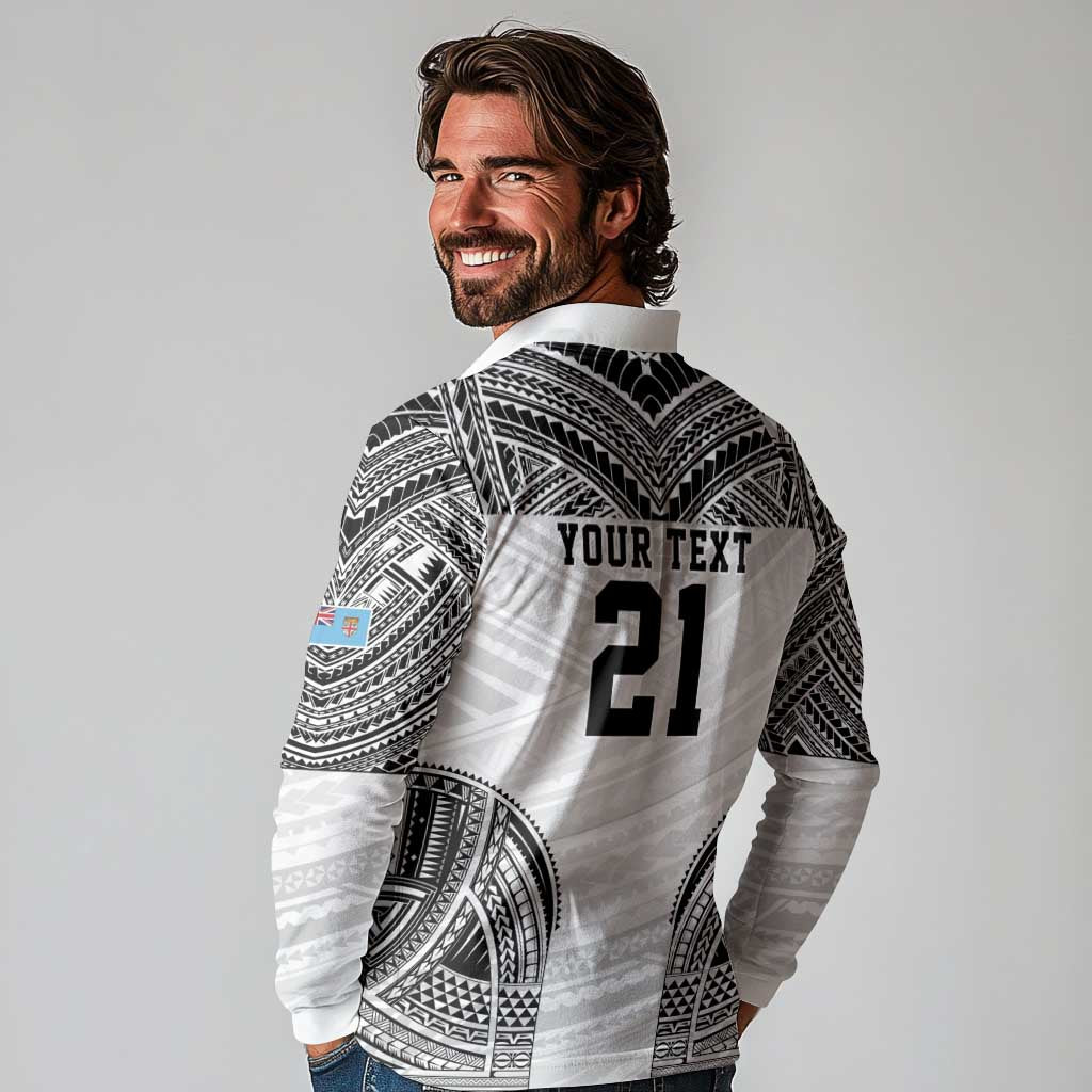 Flying Fijians Pacific Fiji Rugby Custom Long Sleeve Polo Shirt Polynesian Pattern LT9 - Polynesian Pride