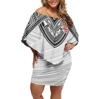 Flying Fijians Pacific Fiji Rugby Custom Off Shoulder Short Dress Polynesian Pattern