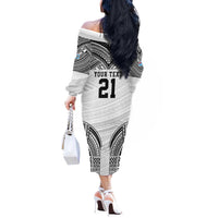 Flying Fijians Pacific Fiji Rugby Custom Off The Shoulder Long Sleeve Dress Polynesian Pattern