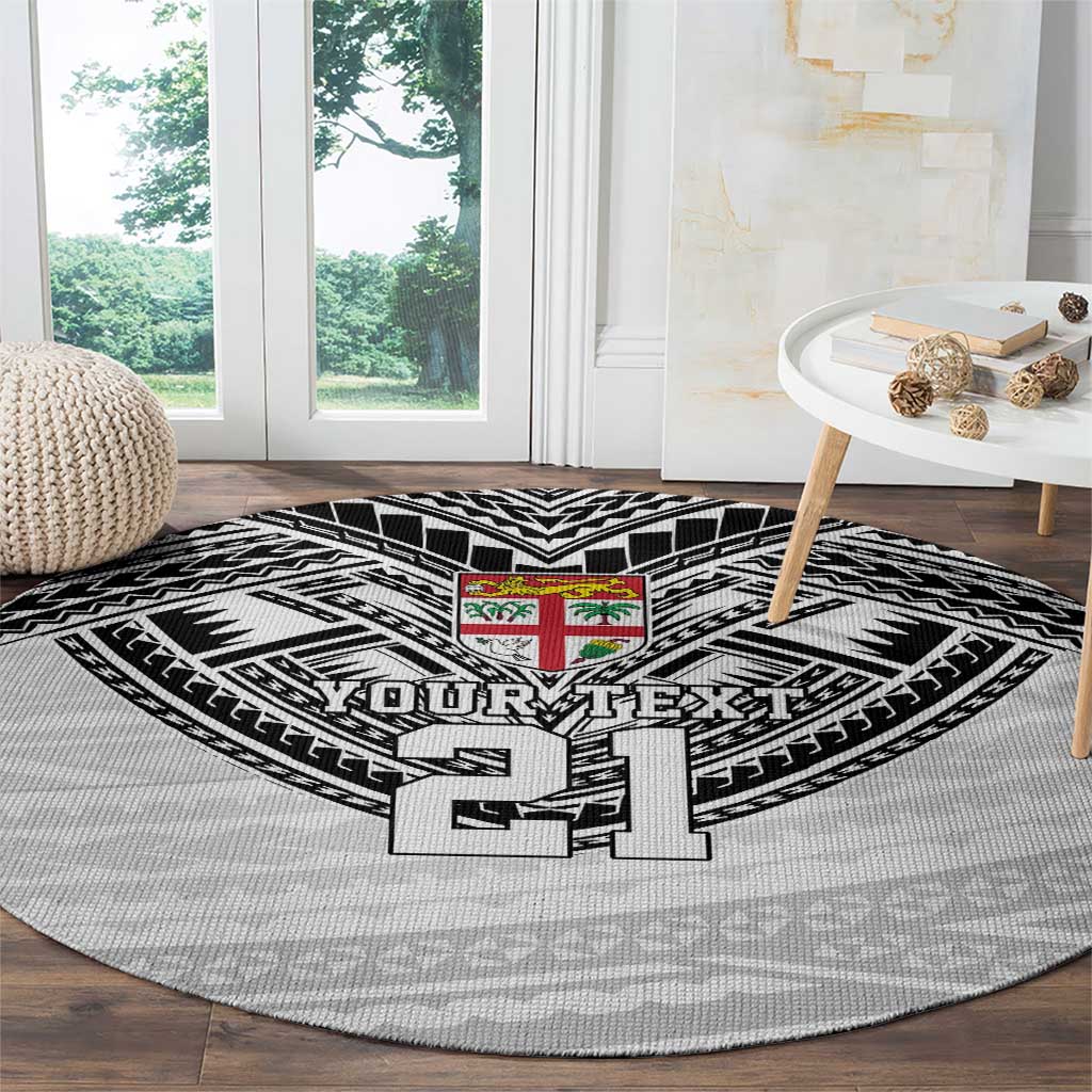 Flying Fijians Pacific Fiji Rugby Custom Round Carpet Polynesian Pattern