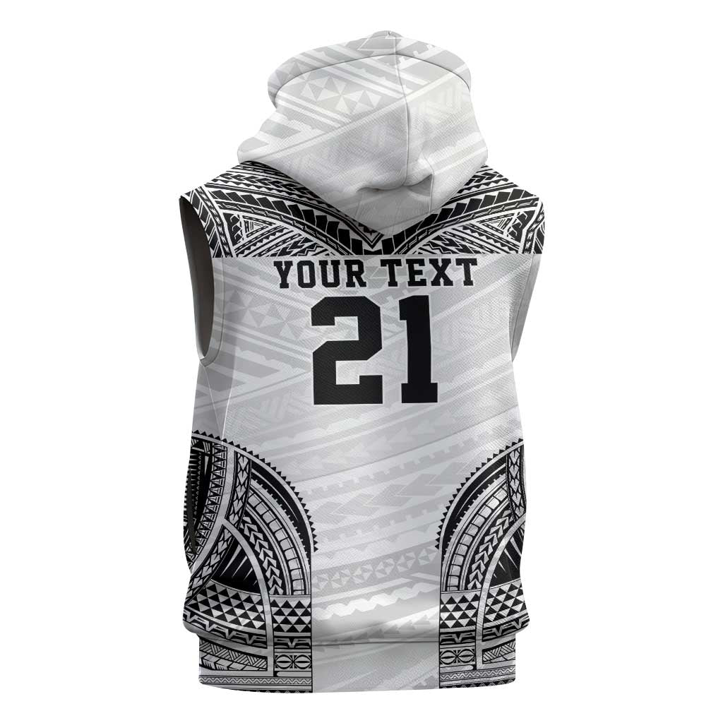 Flying Fijians Pacific Fiji Rugby Custom Sleeveless Zip Hoodie Polynesian Pattern - Polynesian Pride
