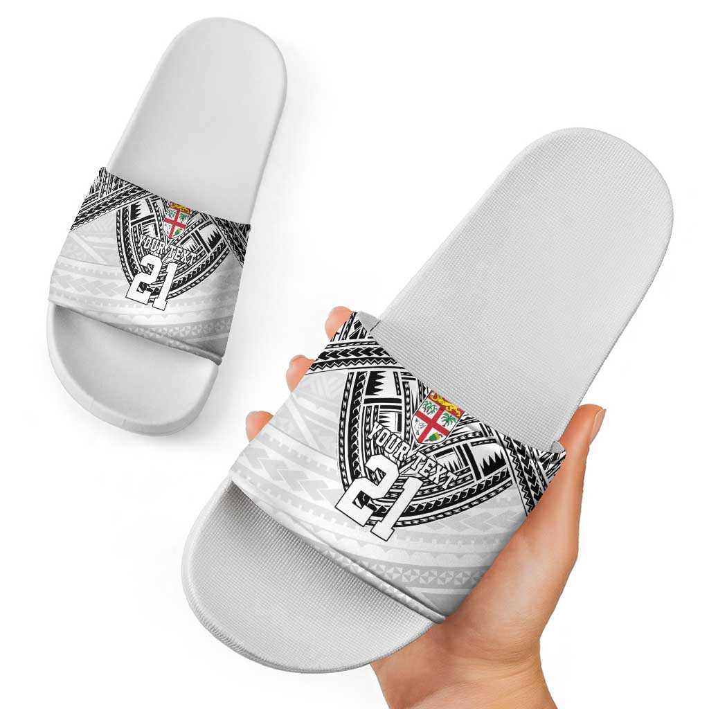 Flying Fijians Pacific Fiji Rugby Custom Slide Sandals Polynesian Pattern - Polynesian Pride