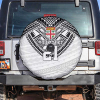 Flying Fijians Pacific Fiji Rugby Custom Spare Tire Cover Polynesian Pattern LT9 White - Polynesian Pride