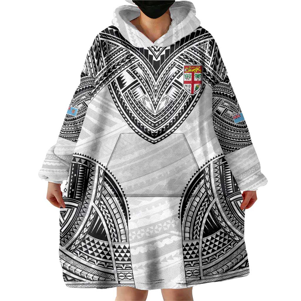 Flying Fijians Pacific Fiji Rugby Custom Wearable Blanket Hoodie Polynesian Pattern