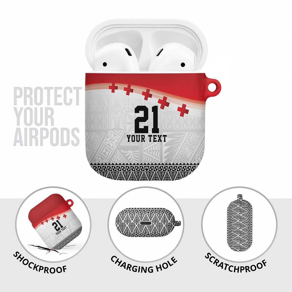 Ikale Tahi Pacific Tonga Rugby Custom AirPods Case Tongan Ngatu with Flag Pattern - Polynesian Pride