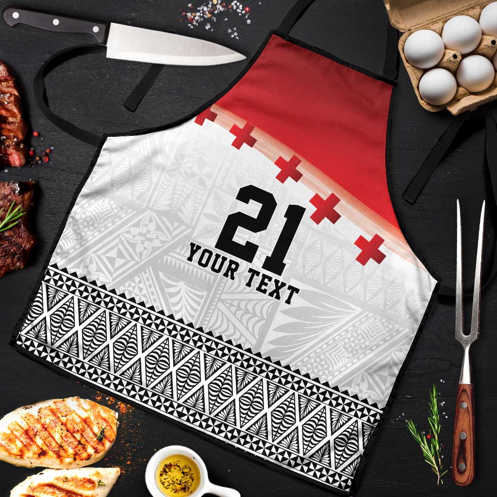 Ikale Tahi Pacific Tonga Rugby Custom Apron Tongan Ngatu with Flag Pattern - Polynesian Pride