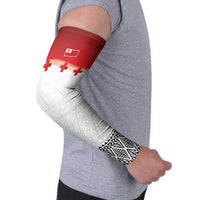 Ikale Tahi Pacific Tonga Rugby Custom Arm Sleeves Tongan Ngatu with Flag Pattern - Polynesian Pride