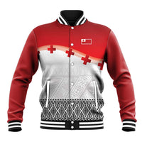 Ikale Tahi Pacific Tonga Rugby Custom Baseball Jacket Tongan Ngatu with Flag Pattern