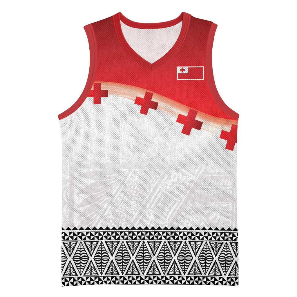 Ikale Tahi Pacific Tonga Rugby Custom Basketball Jersey Tongan Ngatu with Flag Pattern - Polynesian Pride