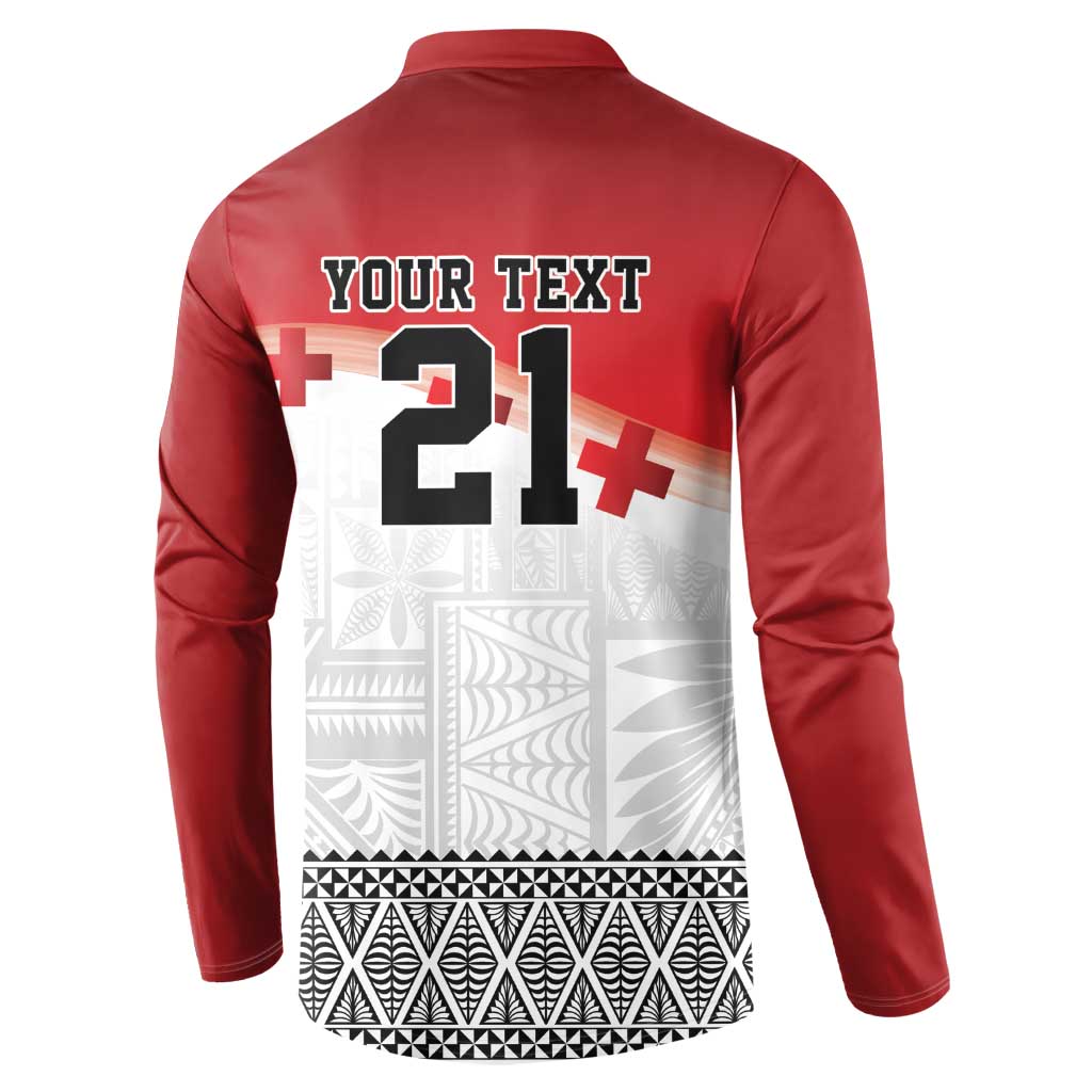 Ikale Tahi Pacific Tonga Rugby Custom Button Sweatshirt Tongan Ngatu with Flag Pattern