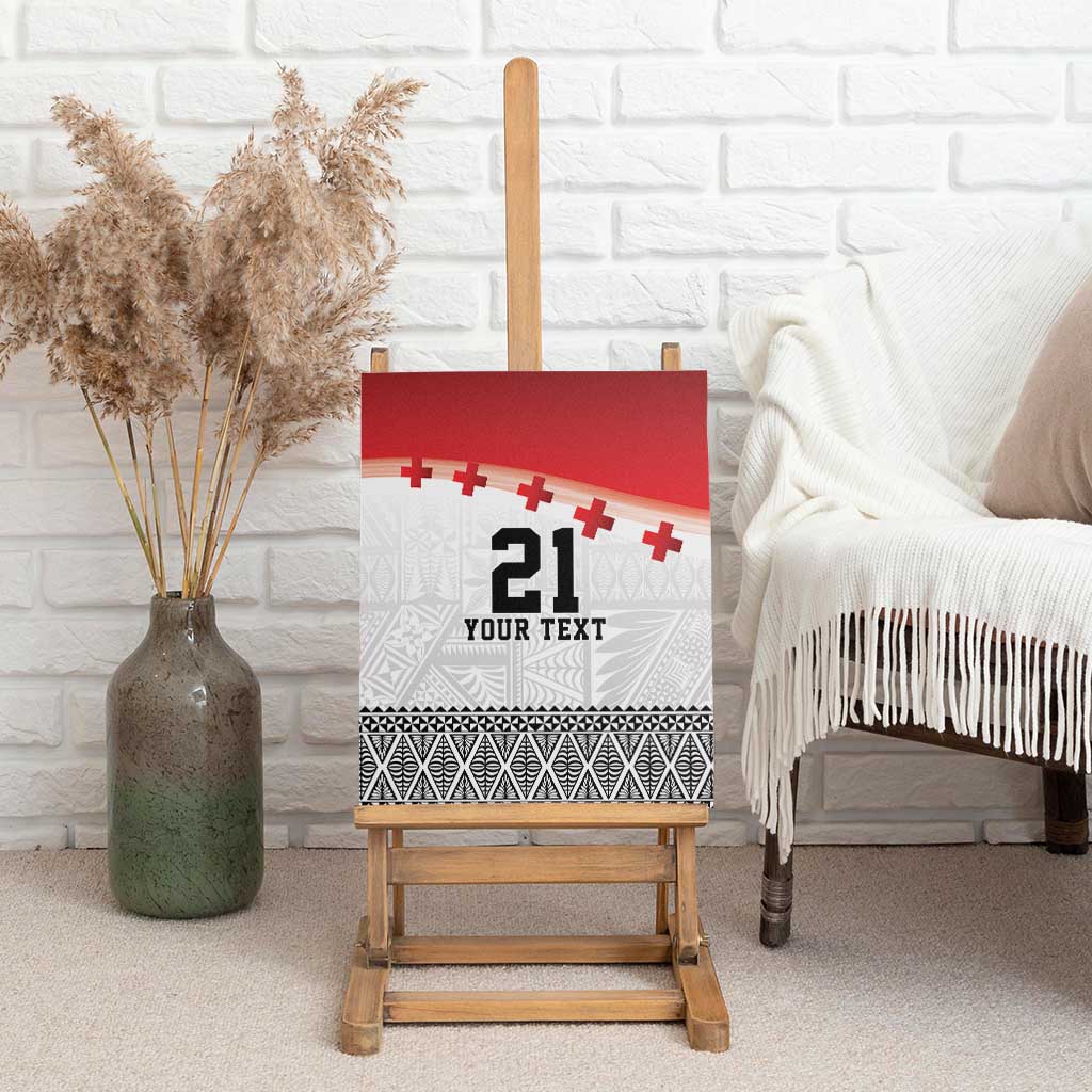 Ikale Tahi Pacific Tonga Rugby Custom Canvas Wall Art Tongan Ngatu with Flag Pattern