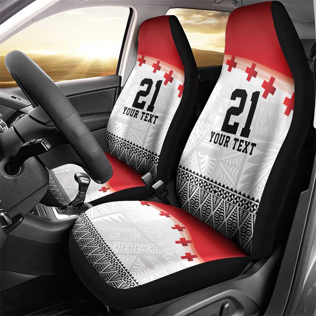 Ikale Tahi Pacific Tonga Rugby Custom Car Seat Cover Tongan Ngatu with Flag Pattern