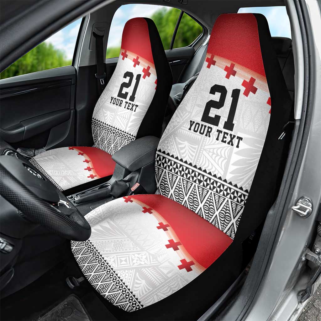 Ikale Tahi Pacific Tonga Rugby Custom Car Seat Cover Tongan Ngatu with Flag Pattern