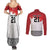 Ikale Tahi Pacific Tonga Rugby Custom Couples Matching Summer Maxi Dress and Long Sleeve Button Shirt Tongan Ngatu with Flag Pattern