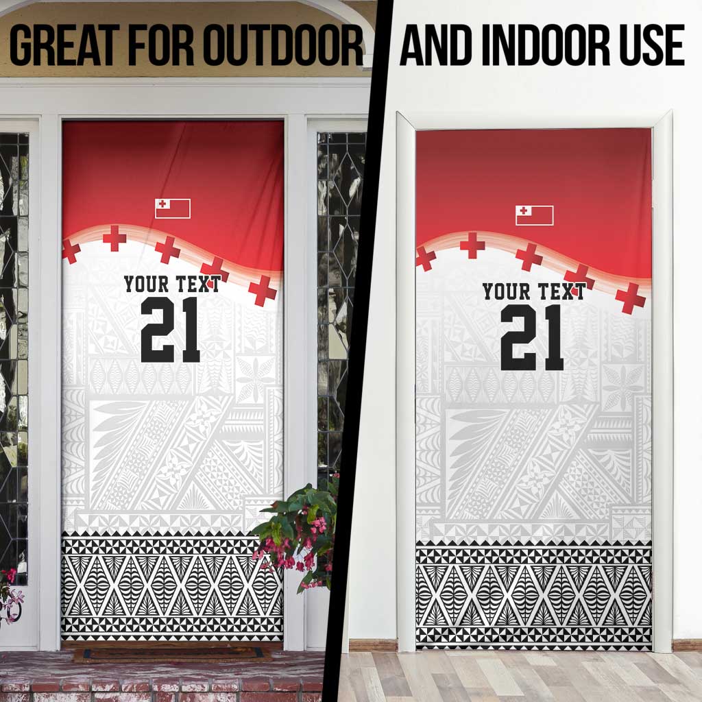 Ikale Tahi Pacific Tonga Rugby Custom Door Cover Tongan Ngatu with Flag Pattern - Polynesian Pride