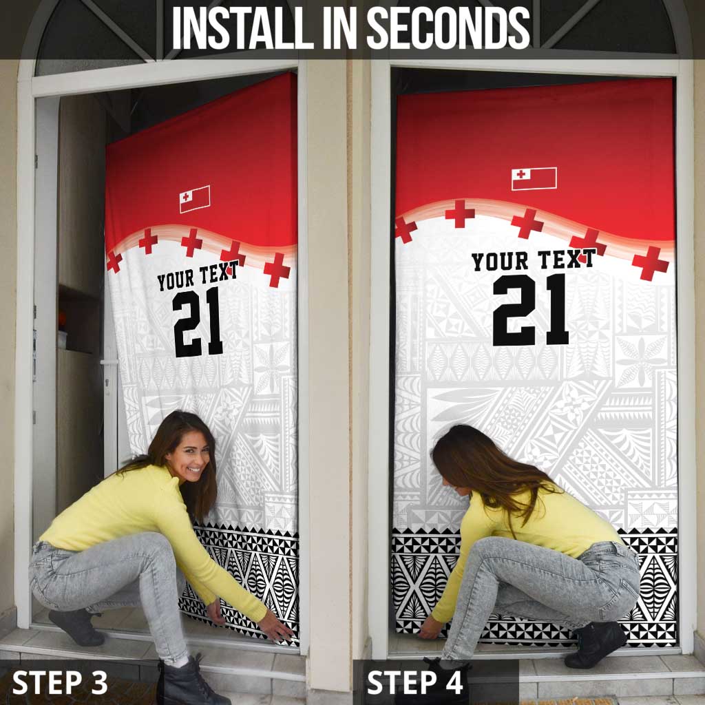 Ikale Tahi Pacific Tonga Rugby Custom Door Cover Tongan Ngatu with Flag Pattern - Polynesian Pride