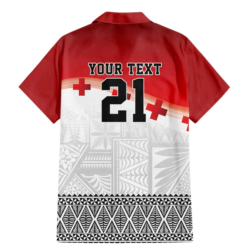 Ikale Tahi Pacific Tonga Rugby Custom Family Matching Mermaid Dress and Hawaiian Shirt Tongan Ngatu with Flag Pattern