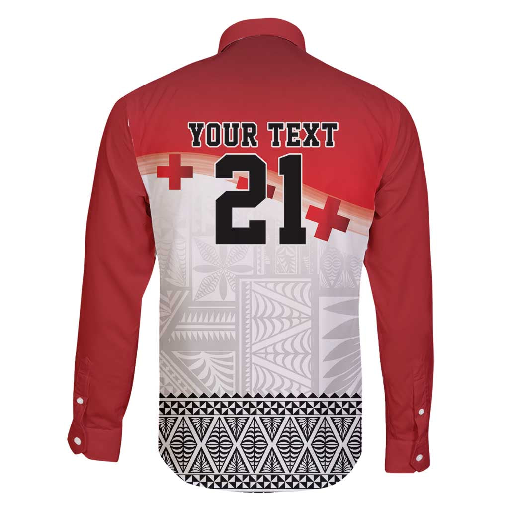 Ikale Tahi Pacific Tonga Rugby Custom Family Matching Puletasi and Hawaiian Shirt Tongan Ngatu with Flag Pattern