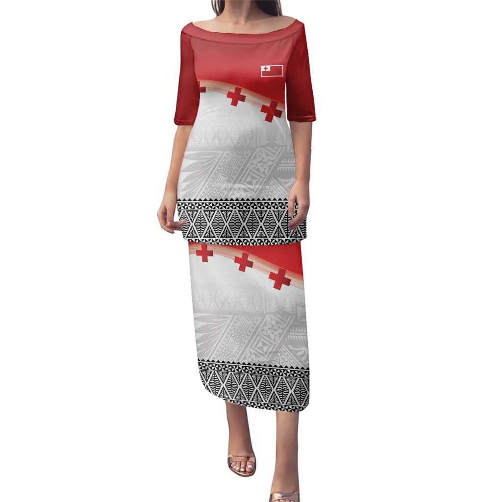 Ikale Tahi Pacific Tonga Rugby Custom Family Matching Puletasi and Hawaiian Shirt Tongan Ngatu with Flag Pattern