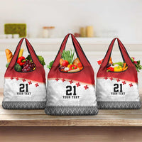 Ikale Tahi Pacific Tonga Rugby Custom Grocery Bag Tongan Ngatu with Flag Pattern