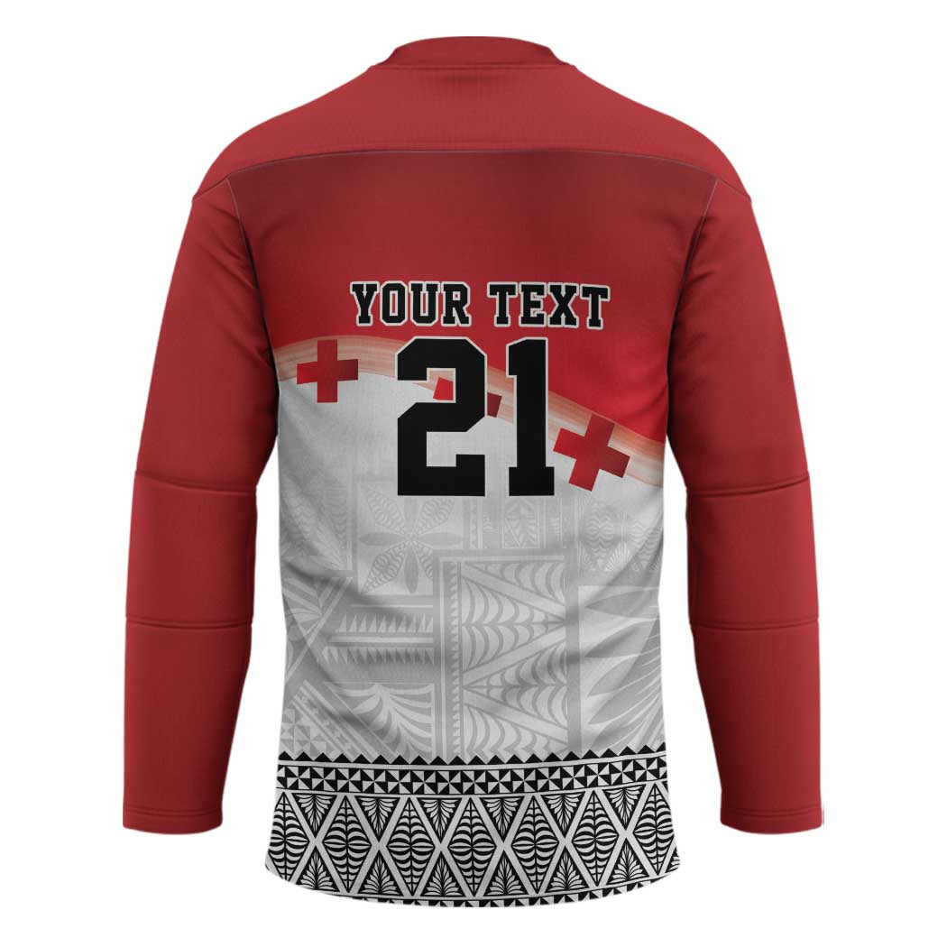 Ikale Tahi Pacific Tonga Rugby Custom Hockey Jersey Tongan Ngatu with Flag Pattern - Polynesian Pride