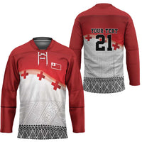 Ikale Tahi Pacific Tonga Rugby Custom Hockey Jersey Tongan Ngatu with Flag Pattern - Polynesian Pride