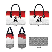 Ikale Tahi Pacific Tonga Rugby Custom Leather Bag Tongan Ngatu with Flag Pattern - Polynesian Pride