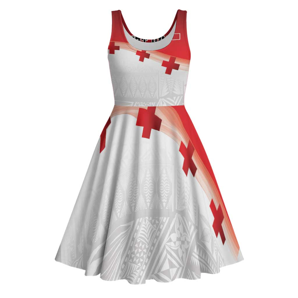 Ikale Tahi Pacific Tonga Rugby Custom Midi Dress Tongan Ngatu with Flag Pattern - Polynesian Pride