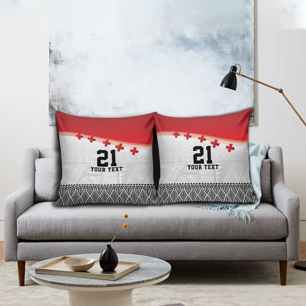 Ikale Tahi Pacific Tonga Rugby Custom Pillow Cover Tongan Ngatu with Flag Pattern - Polynesian Pride