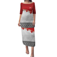 Ikale Tahi Pacific Tonga Rugby Custom Puletasi Tongan Ngatu with Flag Pattern