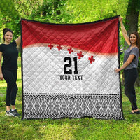 Ikale Tahi Pacific Tonga Rugby Custom Quilt Tongan Ngatu with Flag Pattern