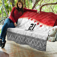 Ikale Tahi Pacific Tonga Rugby Custom Quilt Tongan Ngatu with Flag Pattern