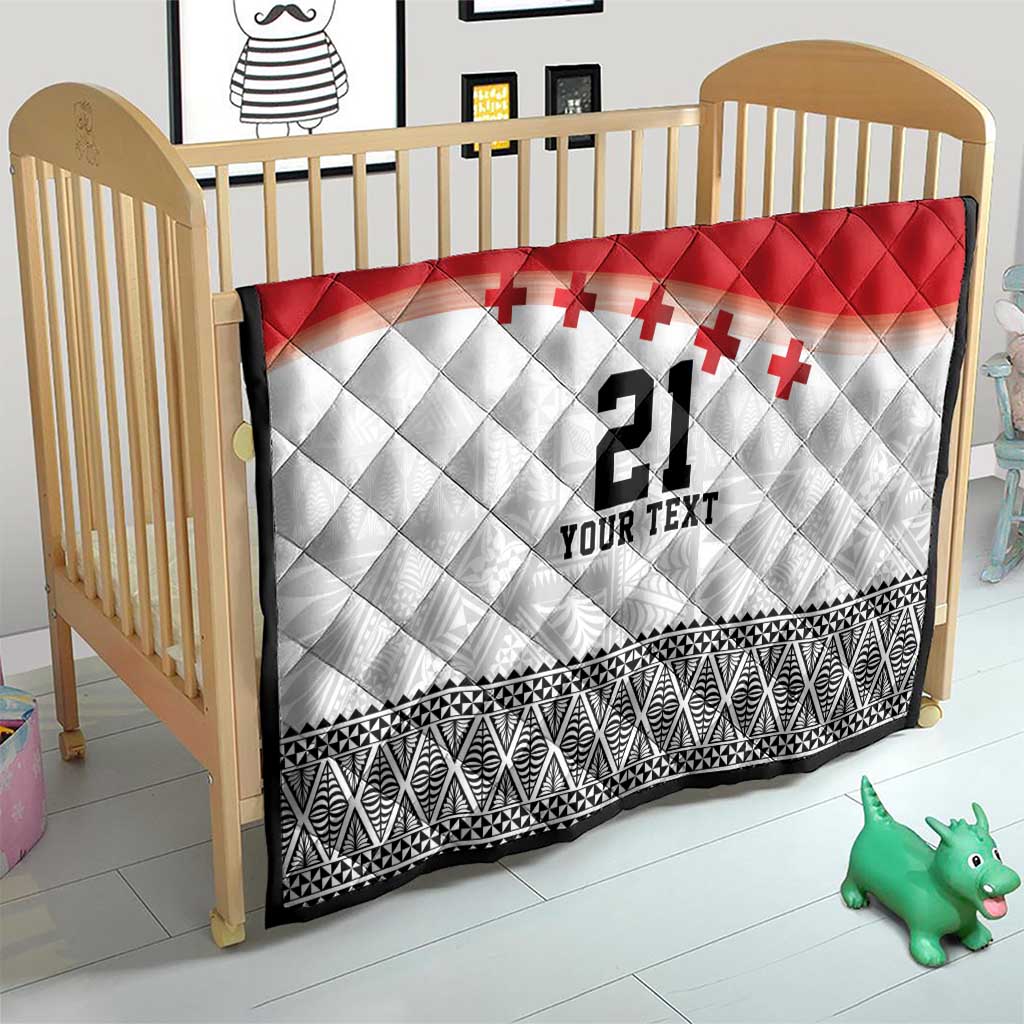 Ikale Tahi Pacific Tonga Rugby Custom Quilt Tongan Ngatu with Flag Pattern