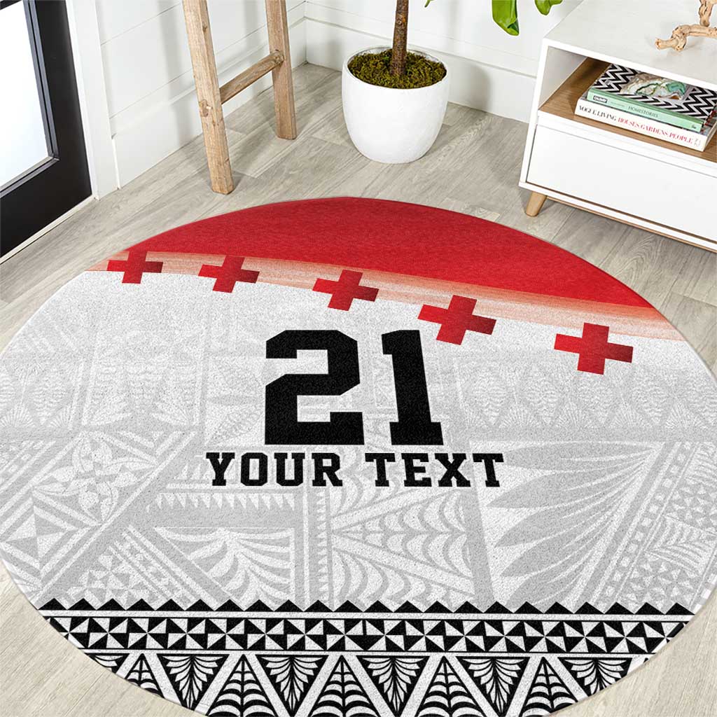 Ikale Tahi Pacific Tonga Rugby Custom Round Carpet Tongan Ngatu with Flag Pattern