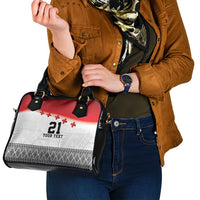 Ikale Tahi Pacific Tonga Rugby Custom Shoulder Handbag Tongan Ngatu with Flag Pattern