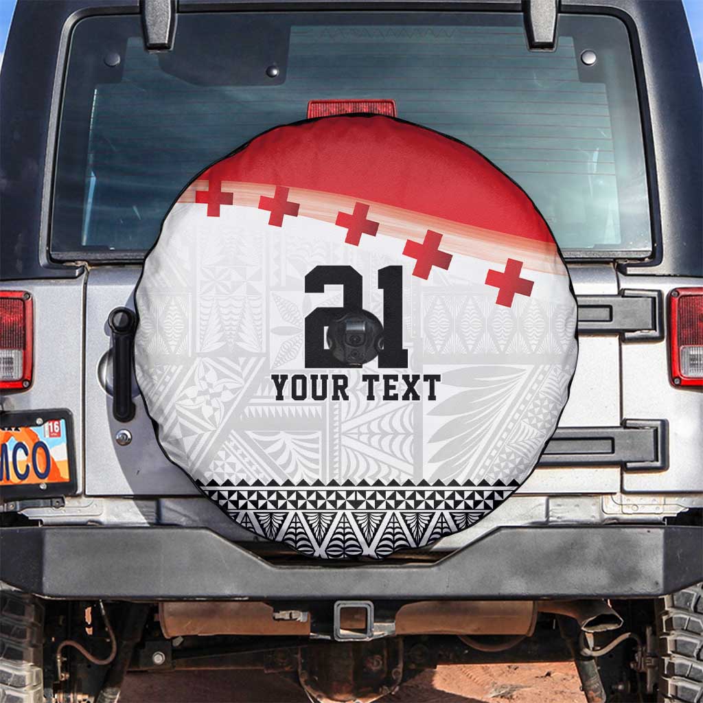 Ikale Tahi Pacific Tonga Rugby Custom Spare Tire Cover Tongan Ngatu with Flag Pattern