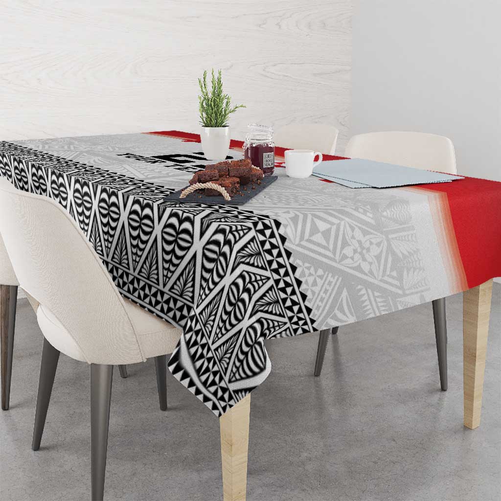Ikale Tahi Pacific Tonga Rugby Custom Tablecloth Tongan Ngatu with Flag Pattern