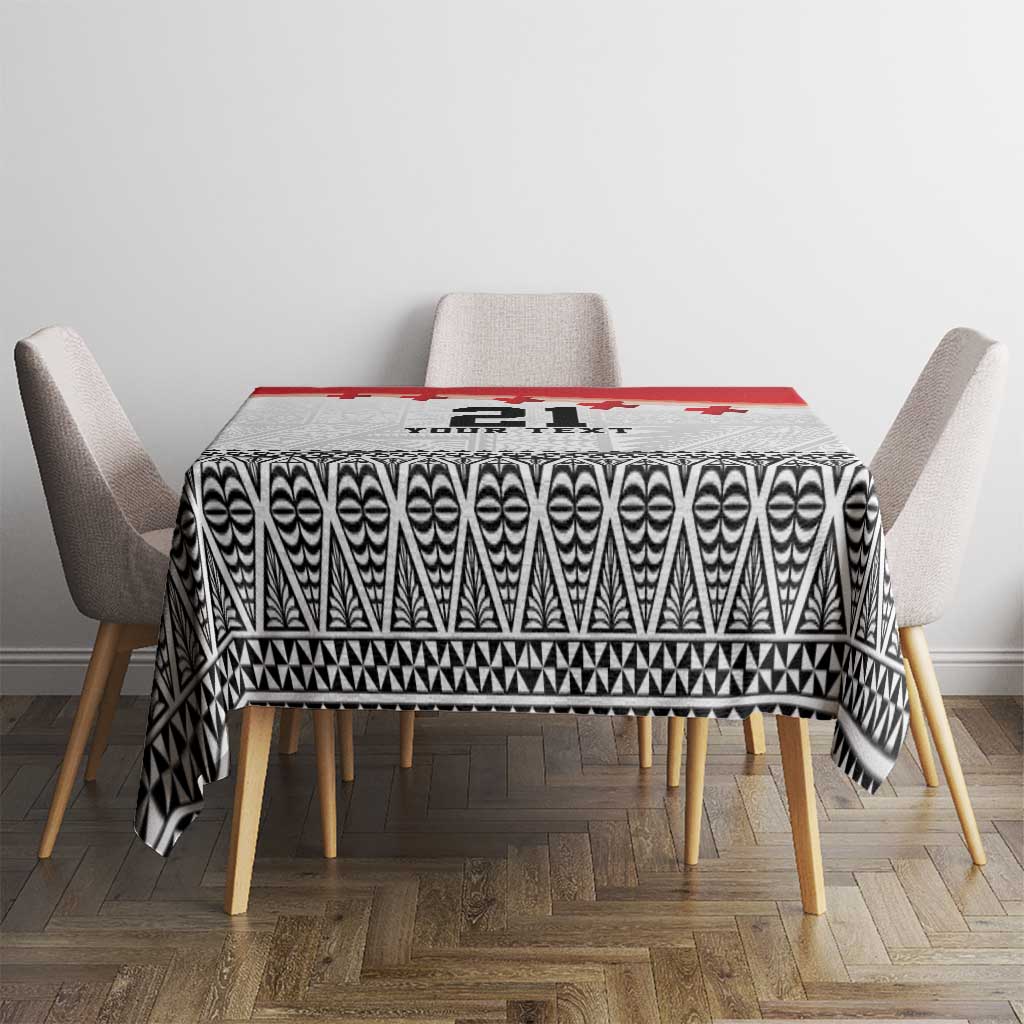 Ikale Tahi Pacific Tonga Rugby Custom Tablecloth Tongan Ngatu with Flag Pattern