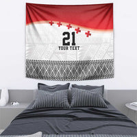Ikale Tahi Pacific Tonga Rugby Custom Tapestry Tongan Ngatu with Flag Pattern
