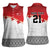 Ikale Tahi Pacific Tonga Rugby Custom Women Sleeveless Polo Shirt Tongan Ngatu with Flag Pattern