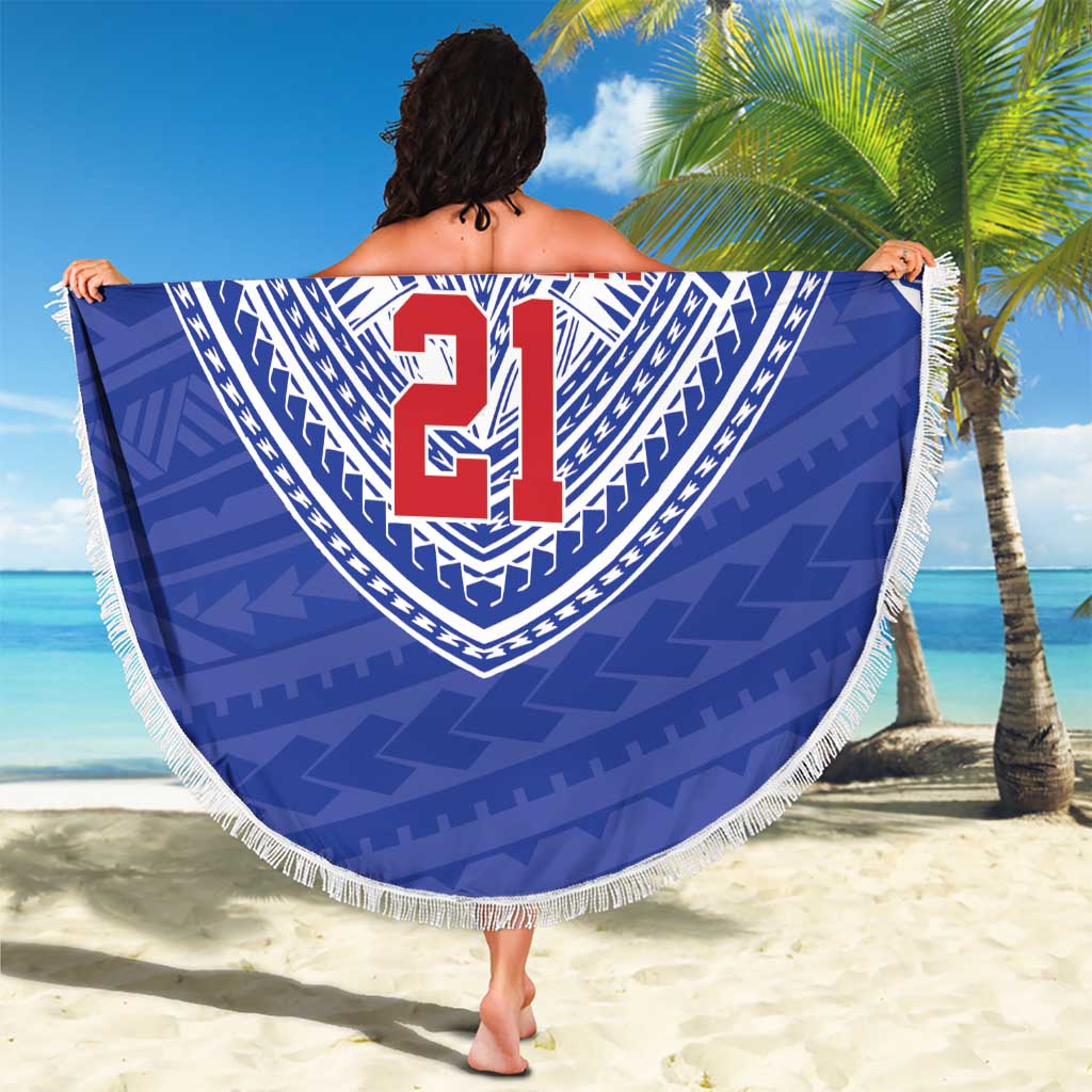 Manu Samoa Pacific Samoa Rugby Custom Beach Blanket Polynesian Pattern