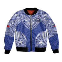 Manu Samoa Pacific Samoa Rugby Custom Bomber Jacket Polynesian Pattern LT9 Unisex Blue - Polynesian Pride