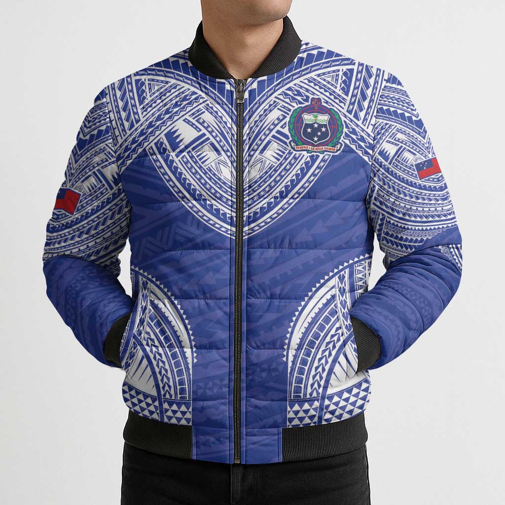 Manu Samoa Pacific Samoa Rugby Custom Bomber Puffer Jacket Polynesian Pattern - Polynesian Pride